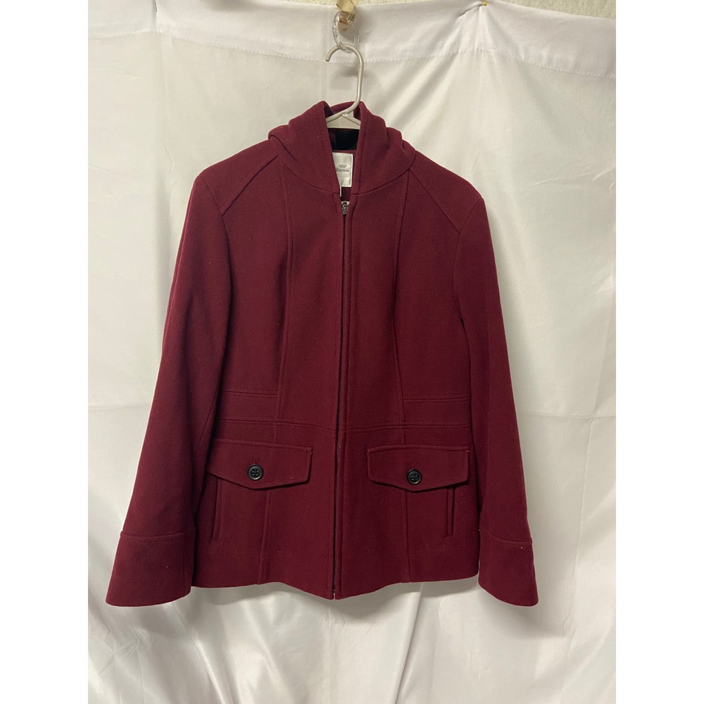 Croft & Barrow Hooded Coat Wool Red Violet Size M (Wine) Lined